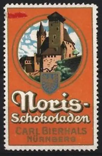 Reklamemarke Nürnberg, Carl Bierhals, Noris-Schokoladen, Burgansicht