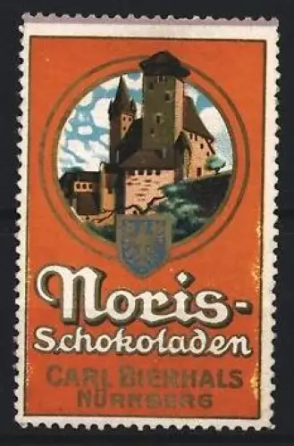 Reklamemarke Nürnberg, Carl Bierhals, Noris-Schokoladen, Burgansicht