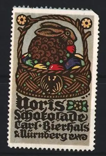 Reklamemarke Nürnberg, Carl Bierhals, Noris Schokolade, Hase im Nest