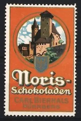 Reklamemarke Nürnberg, Carl Bierhals, Noris-Schokoladen, Burgansicht