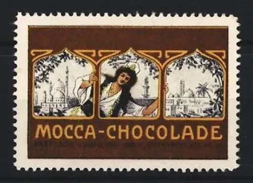 Reklamemarke Wittenberg, Kant, Schokoladenfabrik, Mocca-Chocolade, Frau mit orientalischem Hintergrund