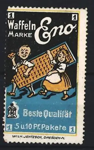 Reklamemarke Eno, Waffelfabrik, Kinder mit Waffel
