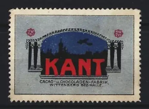 Reklamemarke Wittenberg, Kant, Cacao- und Chocoladen-Fabrik, Stadtsilhouette