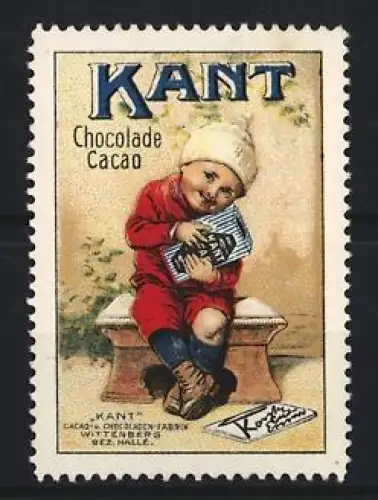 Reklamemarke Wittenberg, Kant, Schokoladenfabrik, Kind mit Schokolade