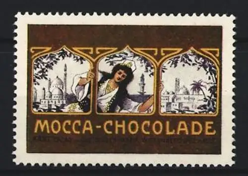 Reklamemarke Wittenberg, Kant, Mocca-Chocolade, Orientalisches Motiv mit Kuppelbauten