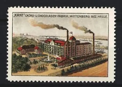Reklamemarke Wittenberg, Kant, Cacao- u. Chocoladen-Fabrik, Fabrikansicht