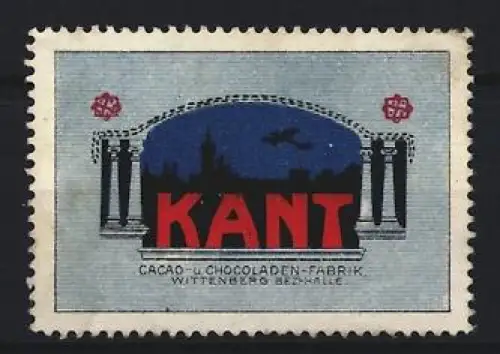 Reklamemarke Wittenberg, Kant, Cacao und Chocoladen-Fabrik, Stadtsilhouette