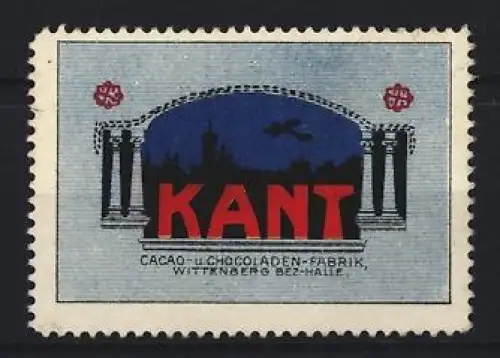 Reklamemarke Wittenberg, Kant, Kacao- und Schokoladen-Fabrik, Silhouette mit Säulen