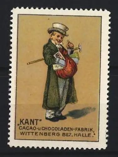 Reklamemarke Wittenberg, Kant, Cacao-u.Chocoladen-Fabrik, Junge mit Tasche