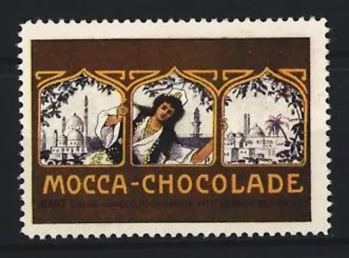 Reklamemarke Wittenberg, Kant, Mocca-Chocolade, Orientalische Architektur und Frau