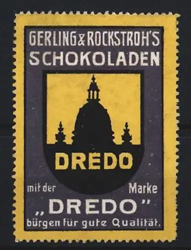 Reklamemarke Gerling & Rockstroh, Schokoladenfabrik, Silhouette einer Kirche