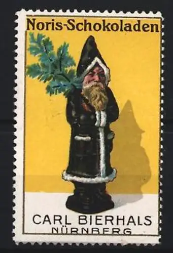 Reklamemarke Nürnberg, Carl Bierhals, Noris-Schokoladen, Weihnachtsmann mit Zweig