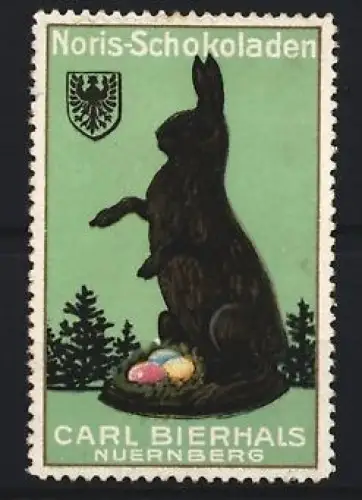 Reklamemarke Nürnberg, Carl Bierhals, Noris-Schokoladen, Hase mit Eiern
