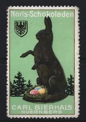 Reklamemarke Nürnberg, Carl Bierhals, Noris-Schokoladen, Hase mit Ostereiern