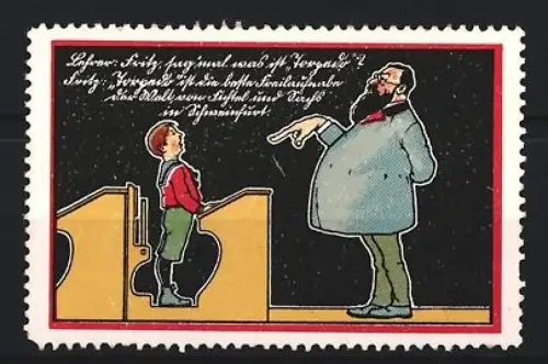 Reklamemarke Schweinfurt, Fichtel & Sachs Freilaufnabe, Lehrer & Fritz im Dialog über die beste Fahrrad-Freilaufnabe