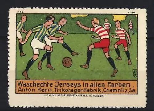 Reklamemarke Chemnitz, Anton Kern, Trikotagenfabrik, Fussballspieler
