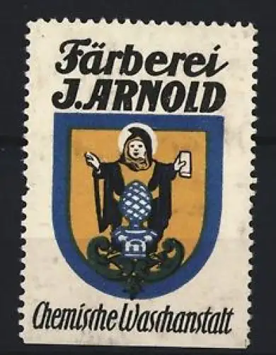 Reklamemarke J. Arnold, Färberei und Waschanstalt, Mönch mit Kutte