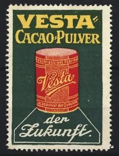 Reklamemarke Vesta, Cacao-Pulver, Dose mit Logo