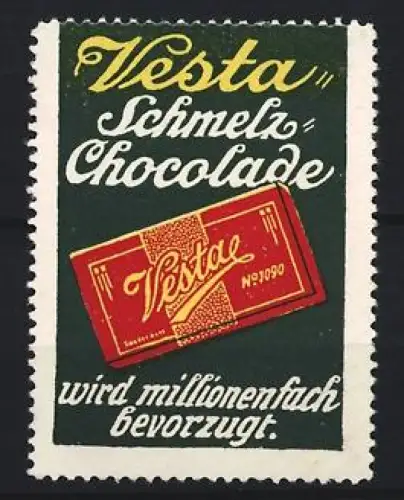 Reklamemarke Vesta Schmelz-Chocolade, Rote Schokoladenverpackung