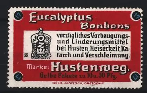 Reklamemarke Dresden, Eucalyptus Bonbons, Hustenweg
