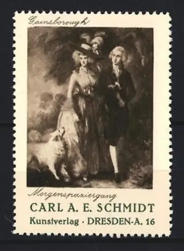 Reklamemarke Dresden, Kunstverlag Carl A. E. Schmidt, Morgenspaziergang