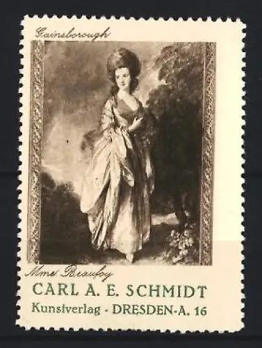 Reklamemarke Dresden, Kunstverlag Carl A. E. Schmidt, Mme. Beaufoy