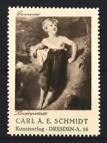 Reklamemarke Dresden, Kunstverlag Carl A. E. Schmidt, Kinderporträt