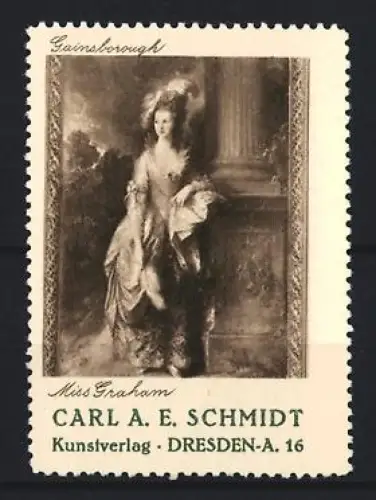 Reklamemarke Dresden, Kunstverlag Carl A. E. Schmidt, Miss Graham