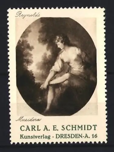 Reklamemarke Dresden, Kunstverlag Carl A. E. Schmidt, Musidora von Reynolds