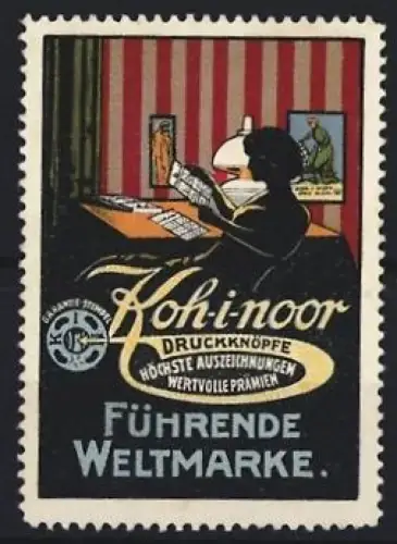 Reklamemarke Koh-i-noor, Druckknöpfe, führende Weltmarke