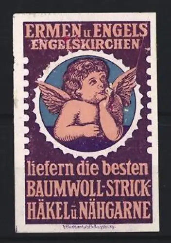 Reklamemarke Engelskirchen, Ermen & Engels, Engel mit Flügeln