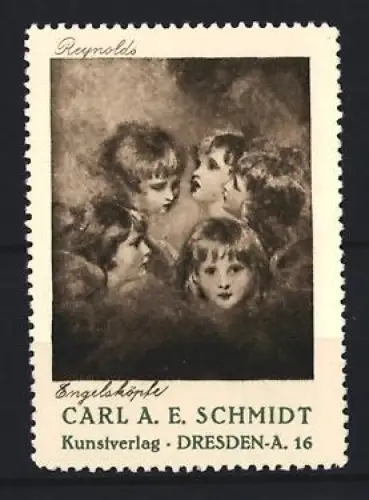 Reklamemarke Dresden, Kunstverlag Carl A. E. Schmidt, Engelsköpfe von Reynolds