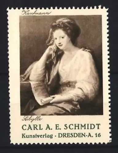 Reklamemarke Dresden, Kunstverlag Carl A. E. Schmidt, Sibylle von Kaufmann