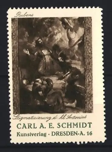 Reklamemarke Dresden, Kunstverlag Carl A. E. Schmidt, Stigmatisierung d. hl. Antonius