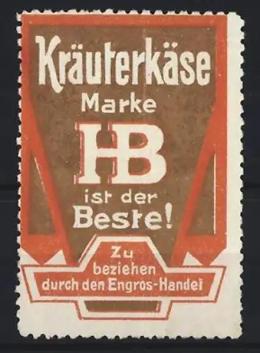 Reklamemarke Kräuterkäse, Marke HB ist der Beste, HB-Logo
