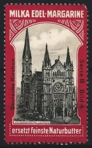 Reklamemarke Milka Edel-Margarine, Peterskirche in Leipzig
