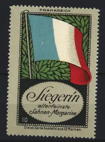 Reklamemarke Siegerin, allerfeinste Sahnen-Margarine, französische Flagge