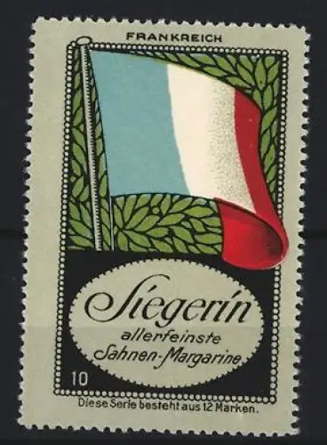 Reklamemarke Siegerin, Allerfeinste Sahnen-Margarine, Französische Flagge