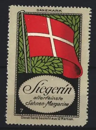 Reklamemarke Siegerin, Allerfeinste Sahnen-Margarine, dänische Flagge