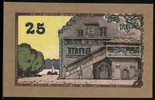 Notgeld Lindau i. B. 1919, 25 Pfennig, Gebäude und Schiffsanker-Motiv