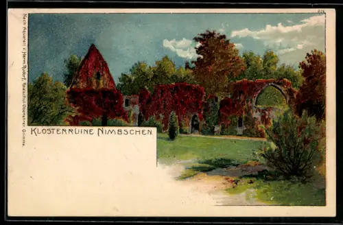 Künstler-AK Nimbschen, Die Klosterruine