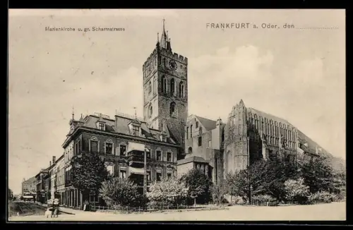 AK Frankfurt a. Oder, Marienkirche u. gr. Scharrnstrasse