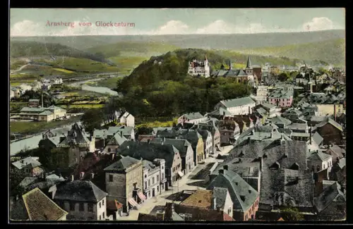 AK Arnsberg, Blick vom Glockenturm auf Stadt und Schloss