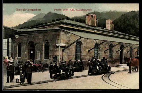 AK Berchtesgaden, Partie beim Kgl. Salzbergwerk, Bergleute