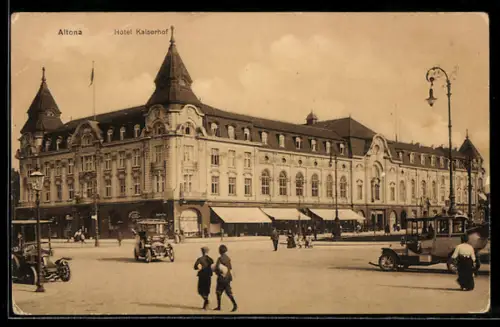AK Hamburg-Altona, Hotel Kaiserhof mit Strassenkreuzung