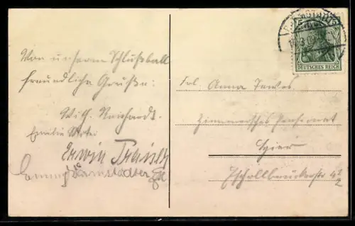 AK Darmstadt, Rheinstrasse mit Ludwigsäule