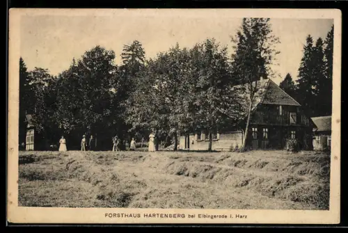 AK Elbingerode i. Harz, Forsthaus Hartenberg, Landarbeiter