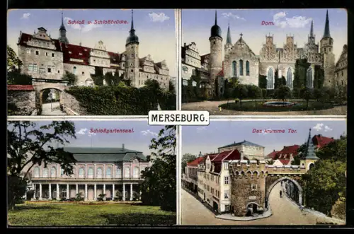 AK Merseburg, Schloss, Dom, Schlossgartensaal, Das krumme Tor