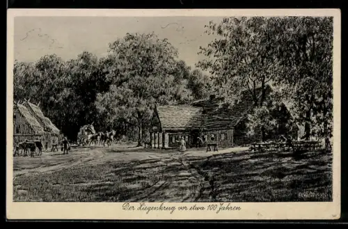 Künstler-AK Velten /Mark, Forsthaus Ziegenkrug, Ansicht vor etwa 100 Jahren