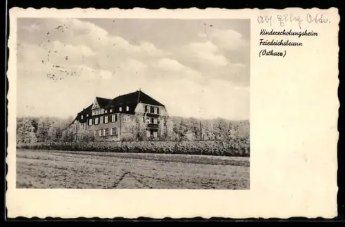 AK Friedrichsbrunn /Ostharz, Kindererholungsheim Friedrichsbrunn, Feld, Mauer